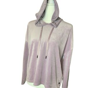 DKNY Woman’s Size Small Velvet Lavender Hooded Long Sleeve Velour Zip Up Hoodie
